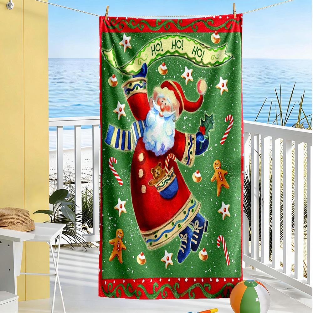 Serviette de plage de Noël Haute Absorption & Séchage Rapide Confortable Légère