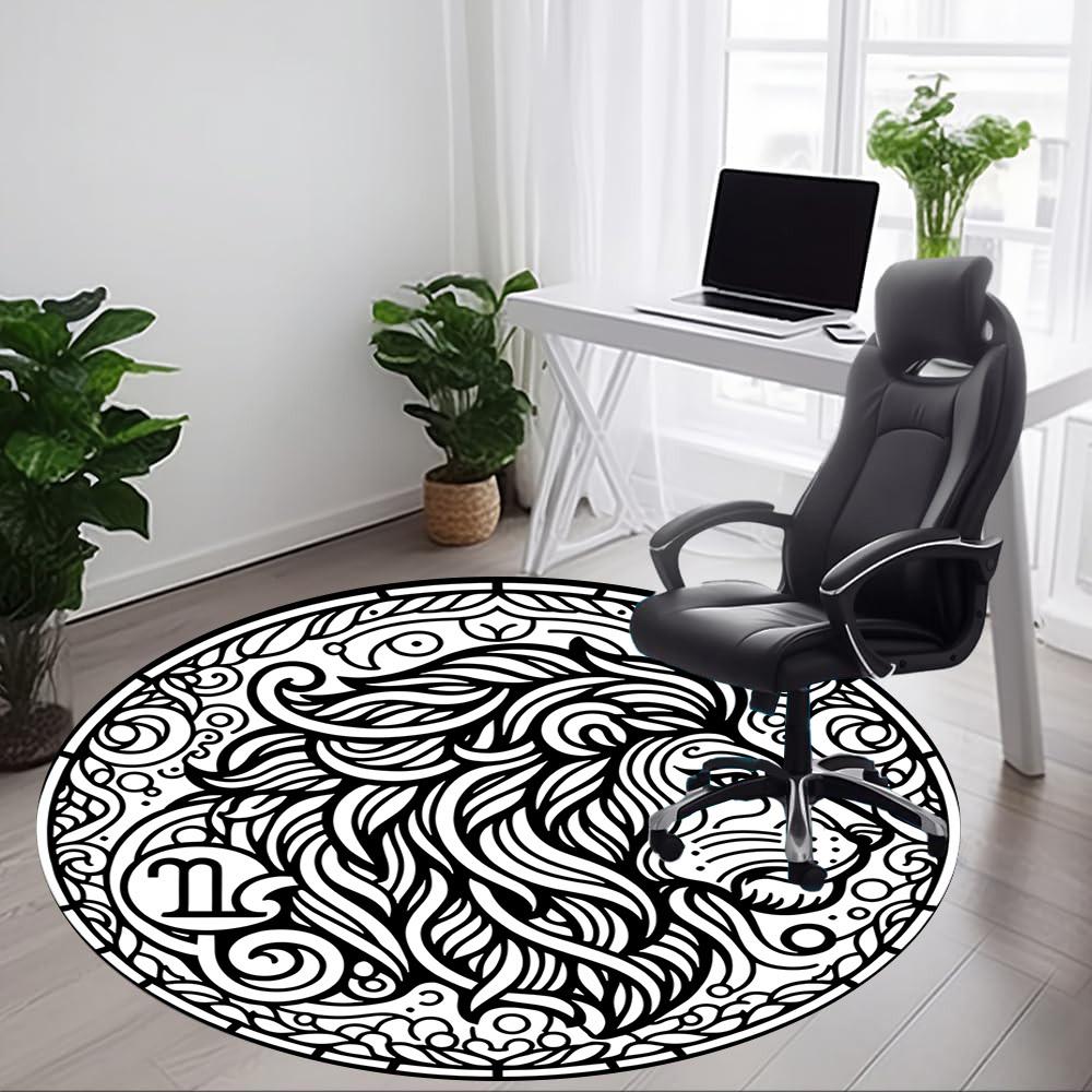 1pc Lion Mandala Carpet, Round Non Slip Durable Large Size Office Carpet, Suitable for Office