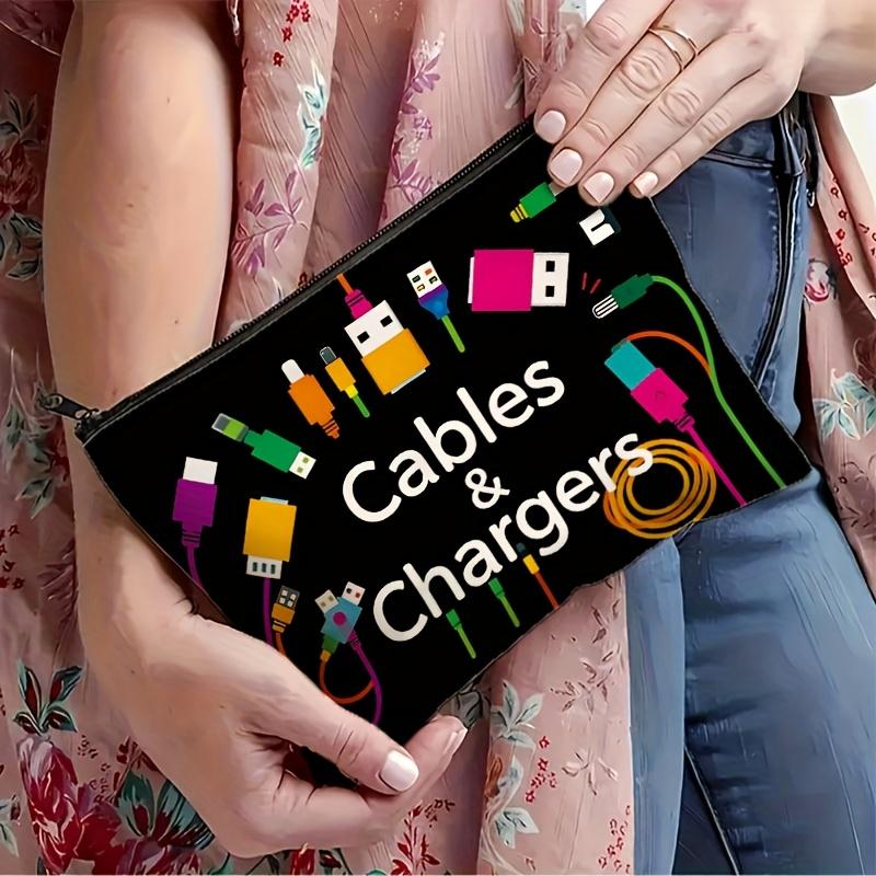 A Storage Bag for Cables And Chargers Black Design a Durable Fabric Travel Case Cable Organizer