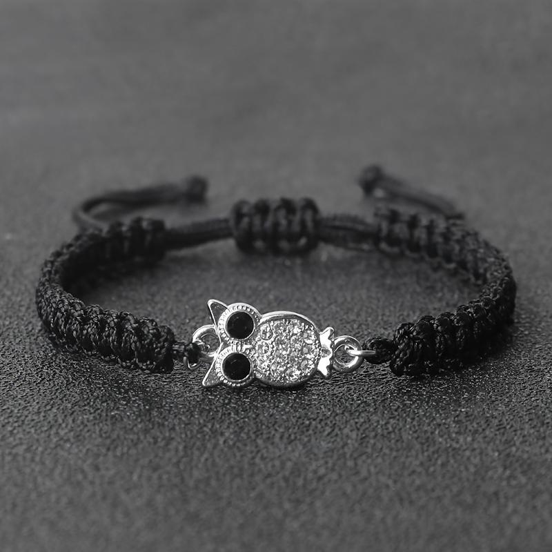 Women Men Handmade Braided Bracelets With Owl Pendant Lucky Rope Pray Friendship Wristband Jewelry Gift