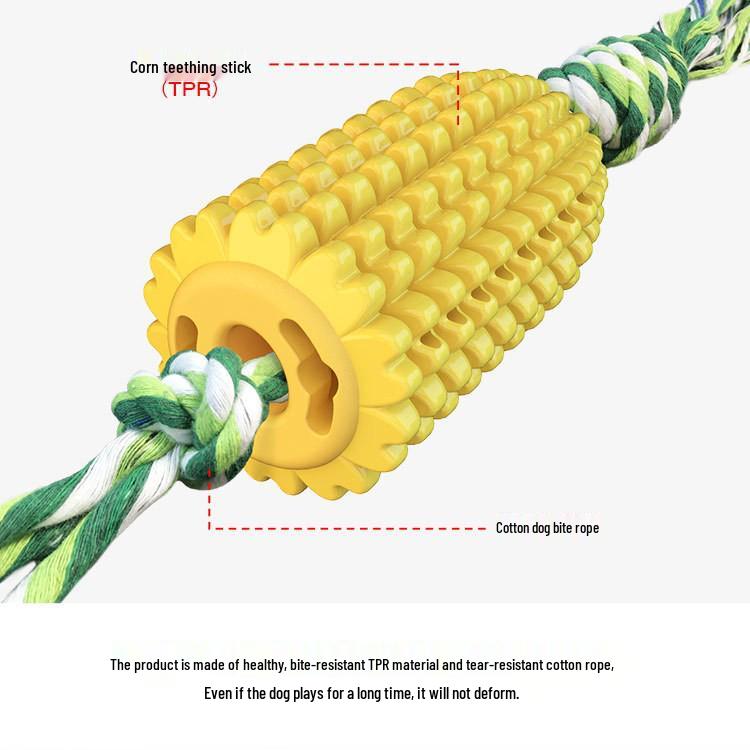 Teething Chew-Resistant Dog Toys - Dental Bones & Toothbrush with Rope & Corn