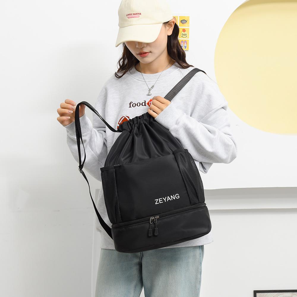 Men and Women Same Style Backpack Tied Drawstring Fashionable Contrasting Travel Bag Outdoor Sports Shoes Bin Basketball Bag