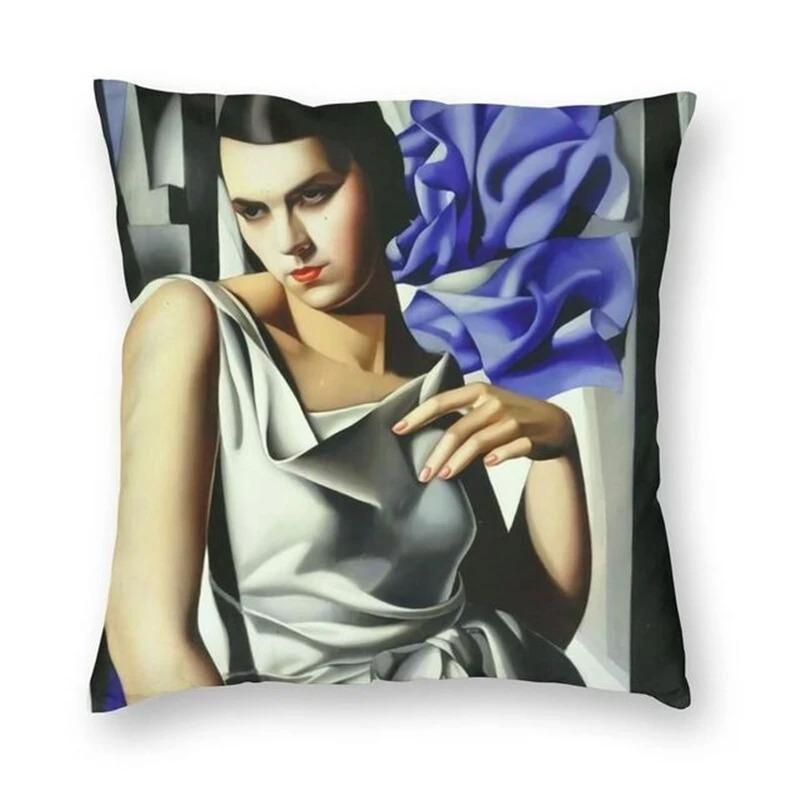 Sexy weibliche Kunst Ölgemälde bedruckter Kissenbezug Heimdekoration Schlafzimmer Wohnzimmer Sofa Kissenbezug 45x45cm
