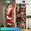 Set Of 2 Christmas Santa Claus Snowman Printed Curtains Pole Bag Home Decoration Room Made Polyester