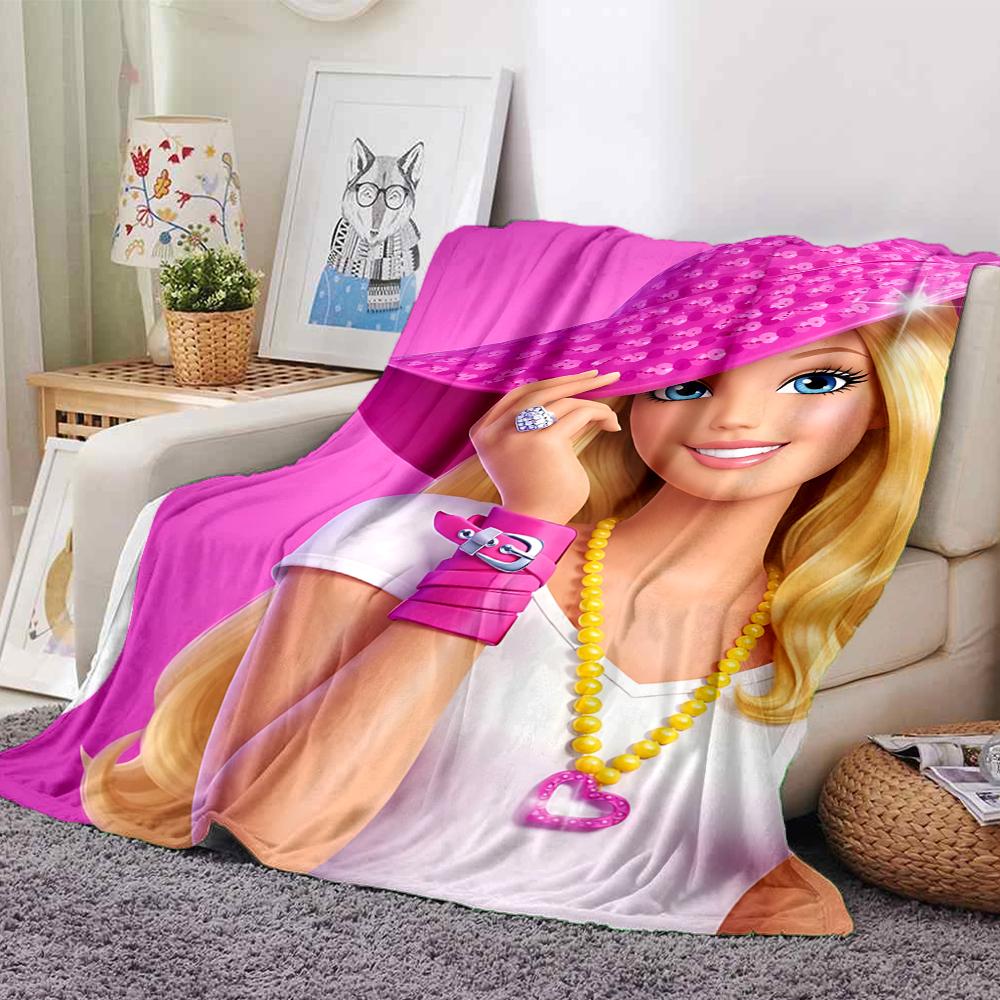 1Pc Pink Hat Barbie Style Blanket Soft Throw Blanket For Home Bedroom Bed Sofa Travel Office Solid Christmas Blanket