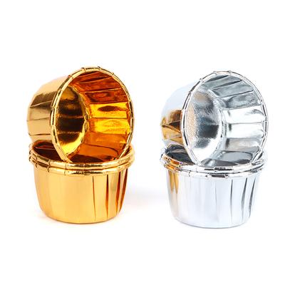 50 st Mini Muffin Folie Muffin Omslagspapper Guld Silver Muffin Bakformar
