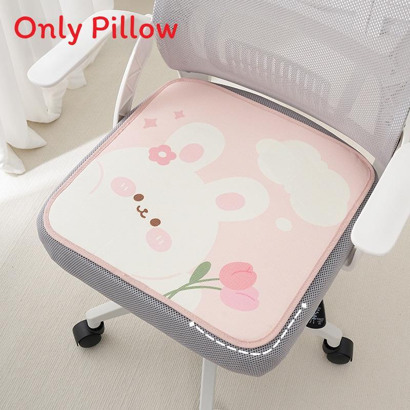 Cartoon Tulip Bear Rabbit Seat Cushion With Ice Silk Fabric For Office And Car Comfort
