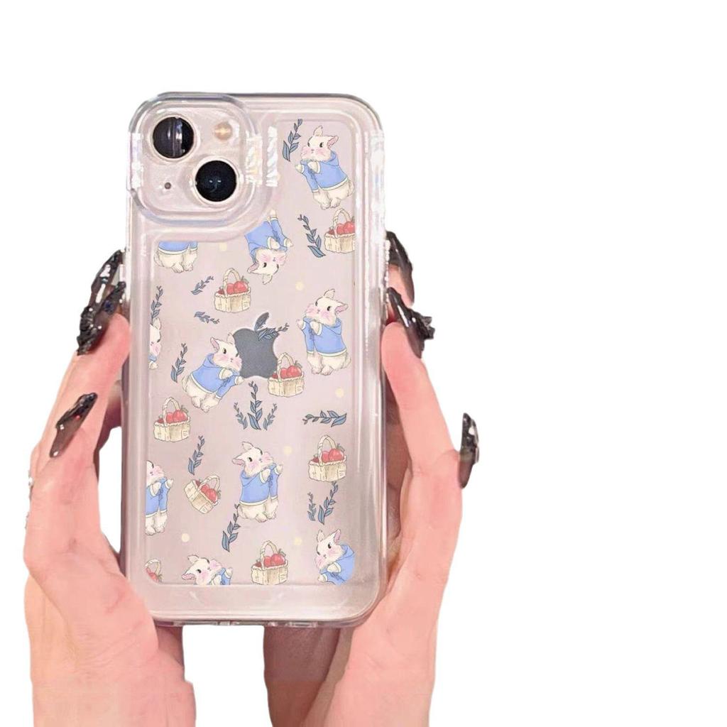 Niedliche Hase Blume iPhone13 Hülle für Apple 11 XR 12 14 Weiche Schale 8P - Sturzsichere Silikon Handyhülle.
