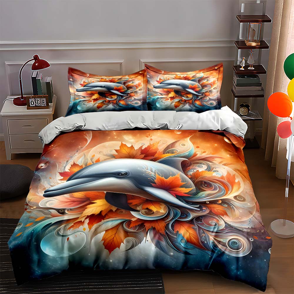 

Dolphin autumn swirl. Bedding Duvet cover sets Duvet covers Pillowcases gifts (1 * Duvet Cover 2 * Pillowcases, without duvet insert) 135x200cm