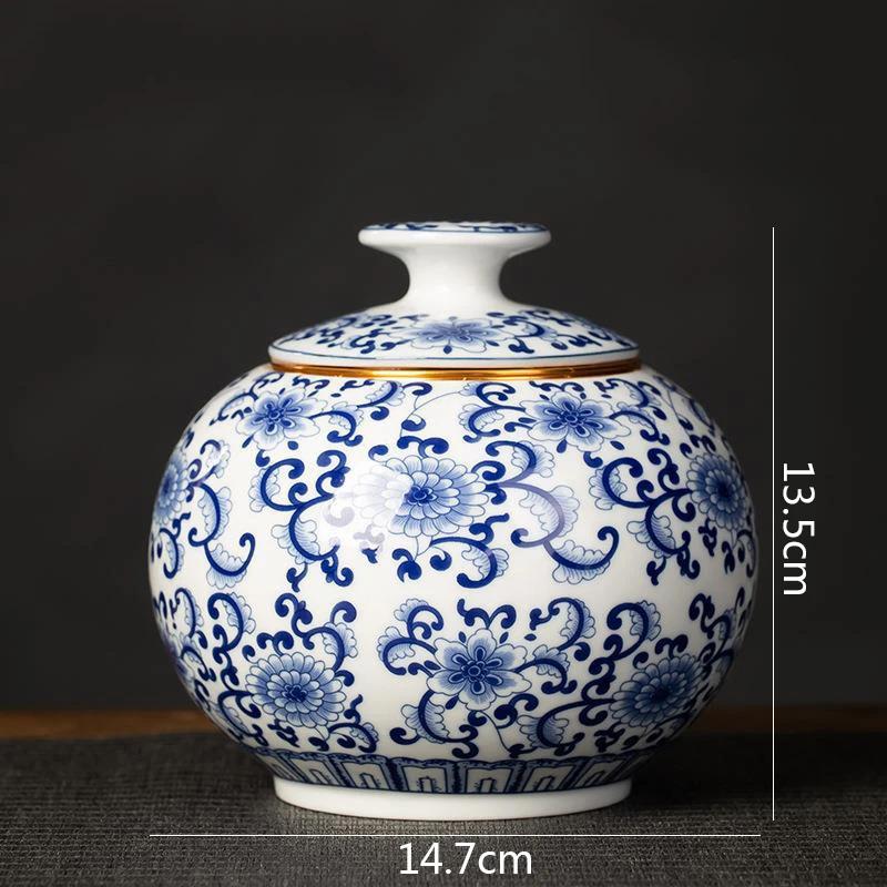 Blue and White Porcelain Tea Canister Ceramic Tea Organizer Box Storage Jars Desk Decoration Tea Jar Coffee Container Teas Caddy