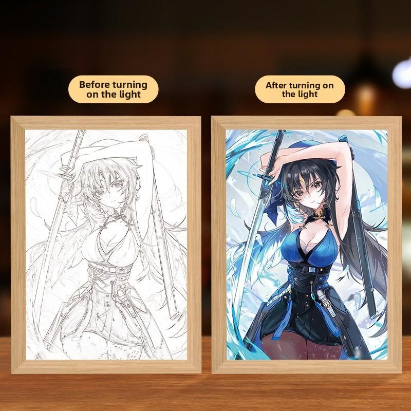 23cm/9.06in Wuthering Waves Mirror Light Painting Photo Anime Table Peripherals Night Lamp Collectible Birthday Decoration Gifts