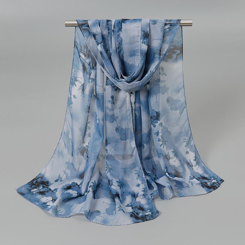 Indian Style New Chiffon Scarves Women Breathable Thin Simulation Silk Scarf Ladies Shawl And Wraps Women Printing Hijab Stole