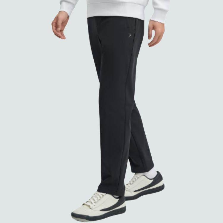 Fila White Series Comfortable Solid Color Mid Waist Straight Leg Casual Pants Men Bottoms Black F11M443802F-BK