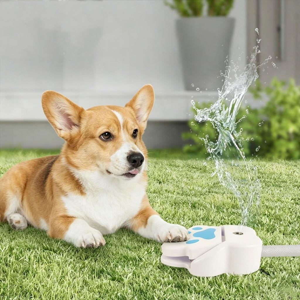 Outdoor Pet Water Fountain Paw Press Activated Splashing Water Toy Foot Pedal Drinking Fountain for Dogs and Cats Summer Use
