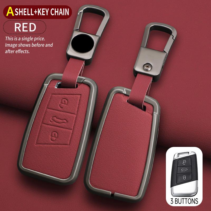 New Zinc Alloy Leather Car Key Cover, For Skoda Vrs Superpa Octavia A5 Kodiaq Octavia A7 A8, Protected Keychain Bag, Accessories