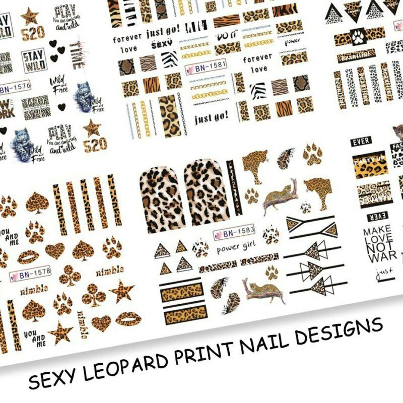 12 Designs Leopard Print Nail Art Stickers Animal Water Transfer Sliders Decals