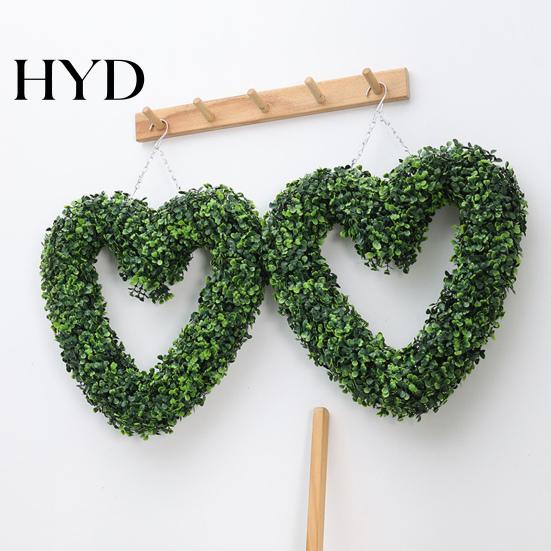 Artificial Hanging Plants Heart Wreath Fake Green Plant Decor for Wall Door Natural Look Garland Window Indoor Outdoor Use No Care Required Realistic