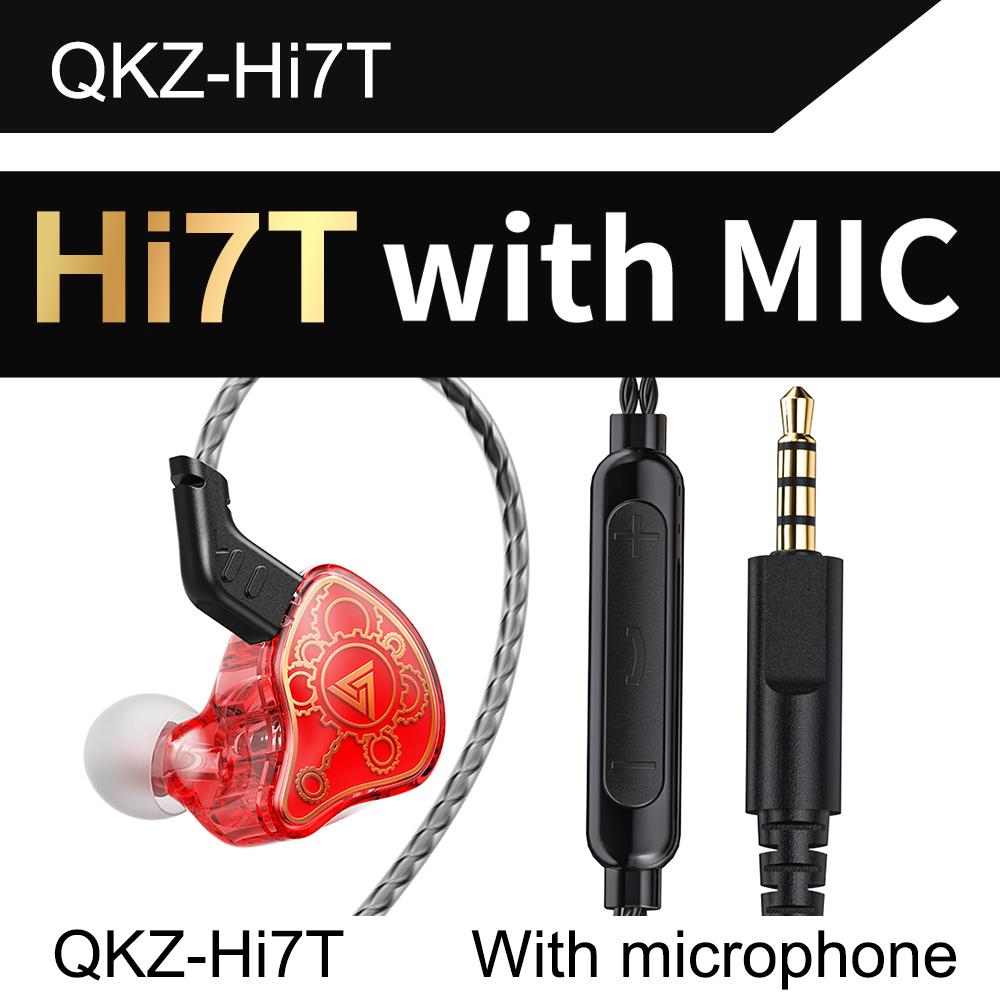 

Оригінальні навушники-вкладиші QKZ Hi7T Professional Dynamic Driver HiFi Acoustios Mointor Music Game Headset 3.5MM AUX with MIC Red