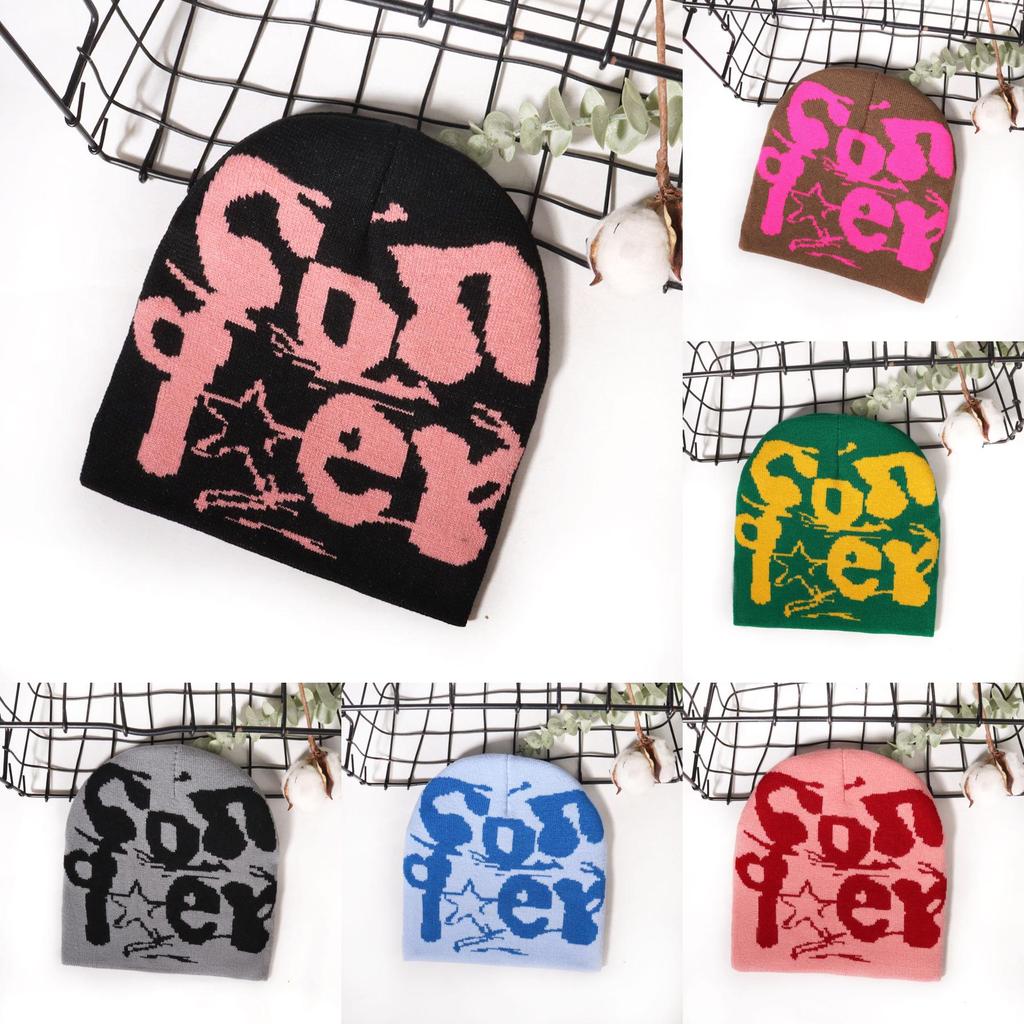 Style Street Alphabet Knit Hat With Thermal Acrylic Material For Fall Seasons