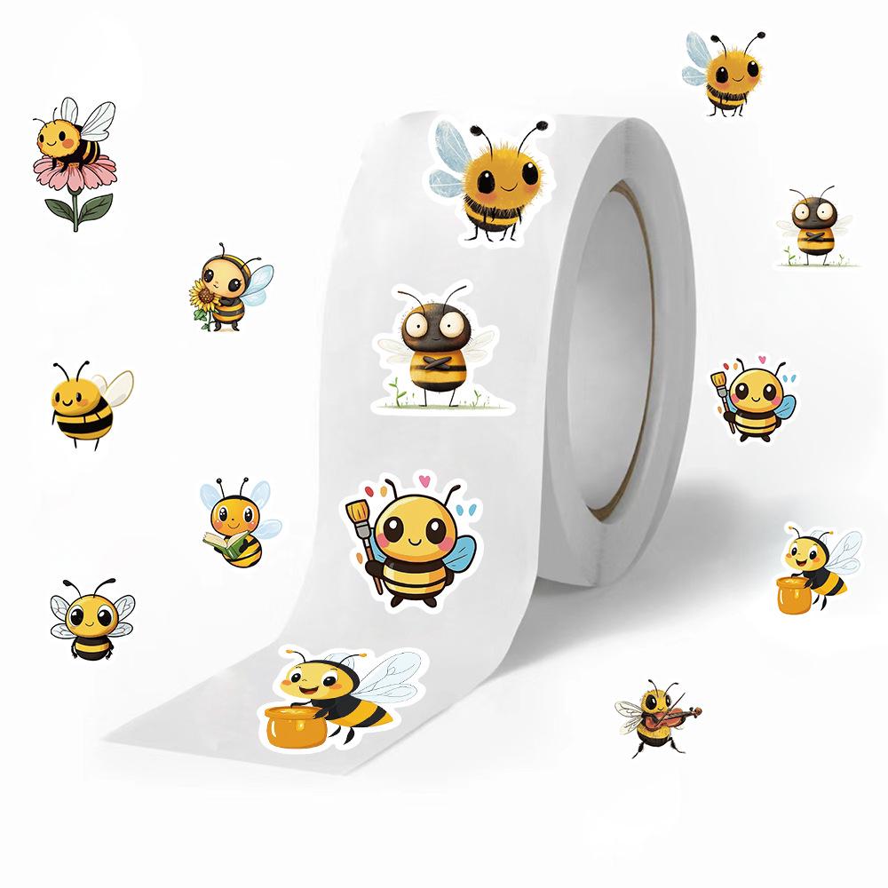 Autocollants Mignons Abeille Dessin Animé Auto-adhésifs: Rouleau de 500 pour Récompenses Étudiantes & Décoration de Journal