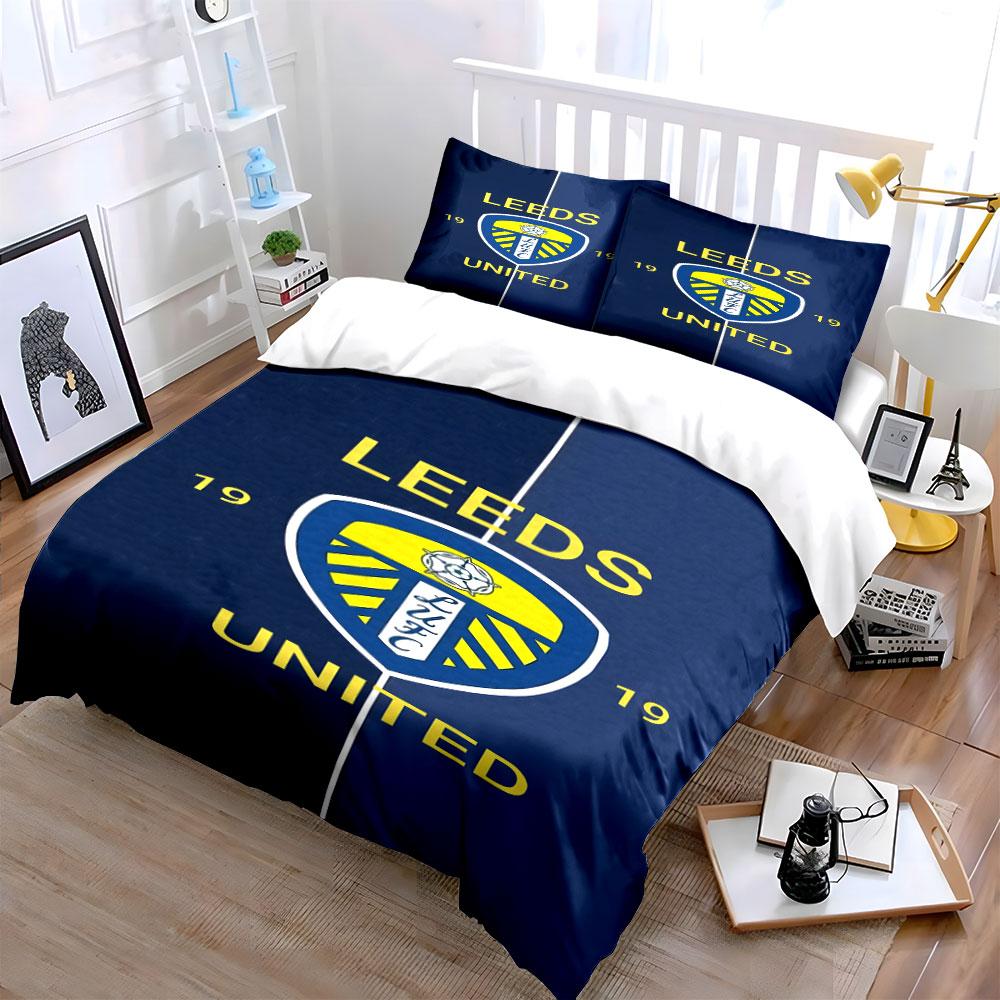 Leeds United logo pattern. Bedding sets Duvet cover sets Duvet covers Pillowcases(1*Duvet Cover 2*Pillowcases without duvet insert)