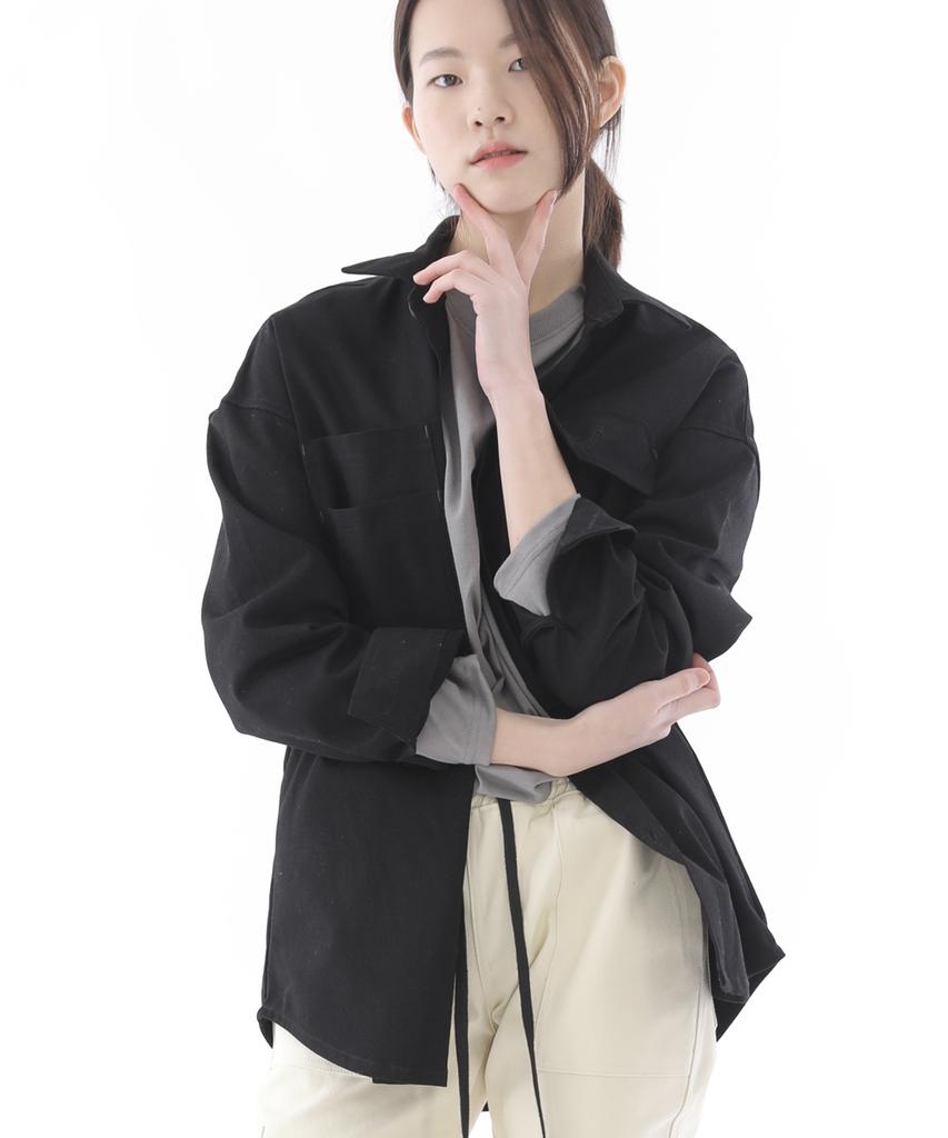 Saintcrew Two-Layer Bartack Pocket Button Shirt Jacket 2L-401Sj Black