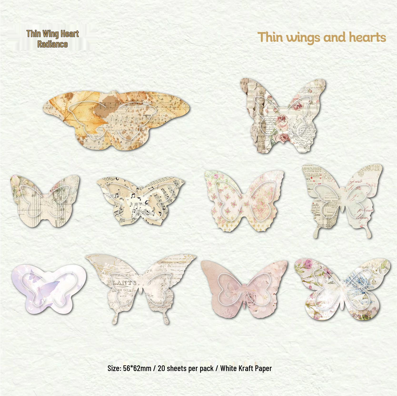 Retro Story 3D Butterfly Whisper Series: 20 Sheets White Kraft Paper DIY Journal Pack