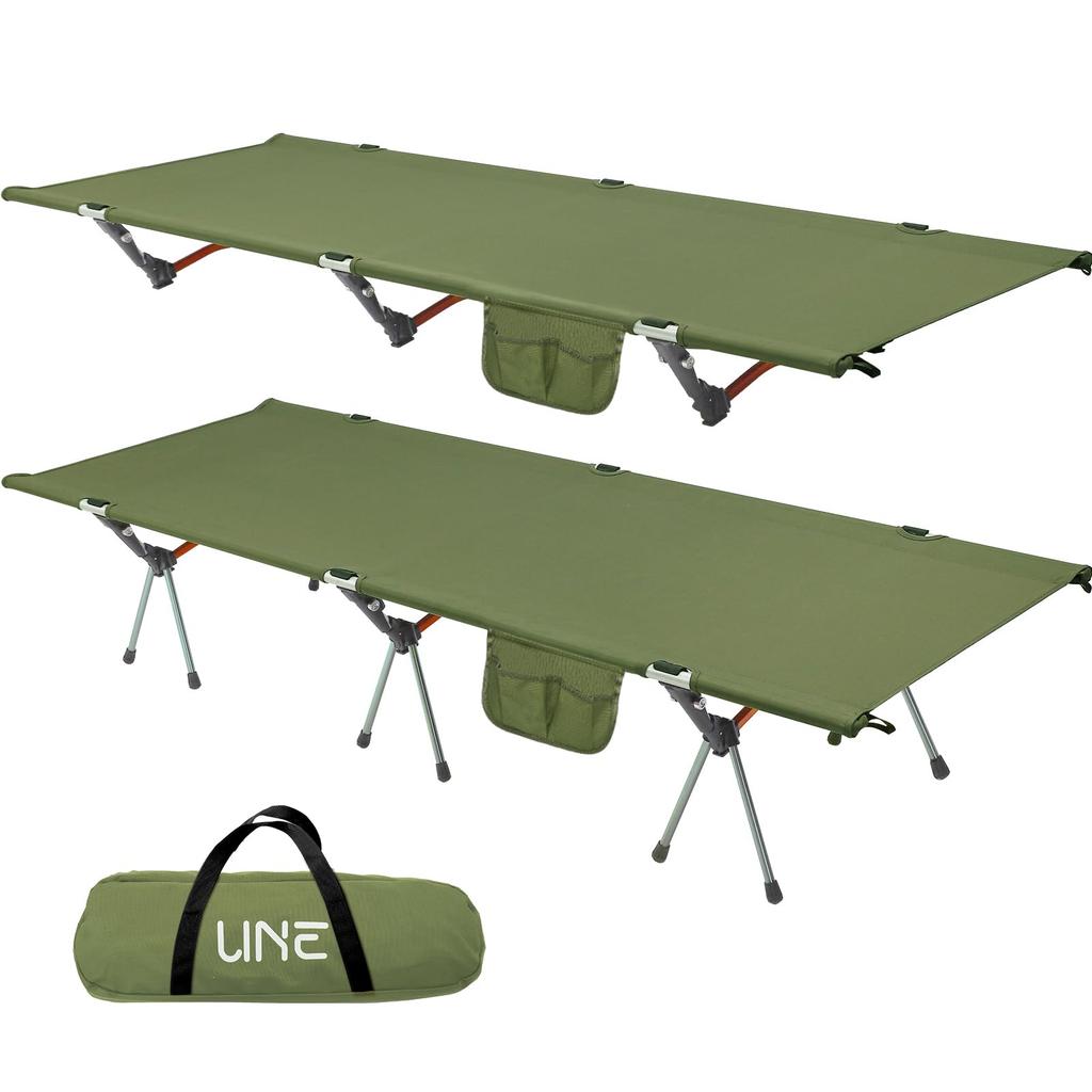UNE Cot Camping Cot 2WAY Adjustable Outdoor Bed Load Capacity 150kg Waterproof Breathable Upgraded Version Lightweight Quiet Design Switchable Easy