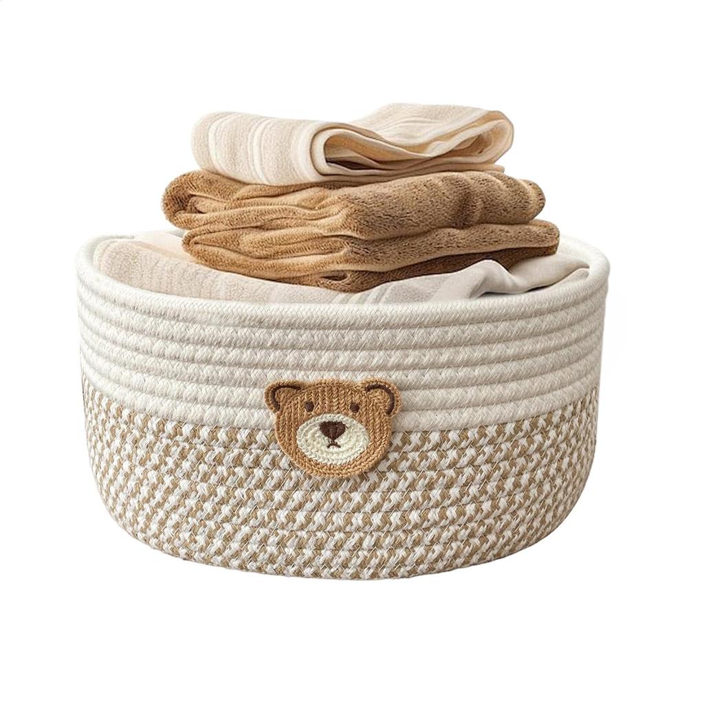 Storage Basket Woven Baskets For Storage Space-Saving Cotton Organizer Bin For Laundry Clothes Blankets Books Towels Dog Toys