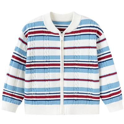 Balabala Kids' Striped Zip-Up Knit Cardigan