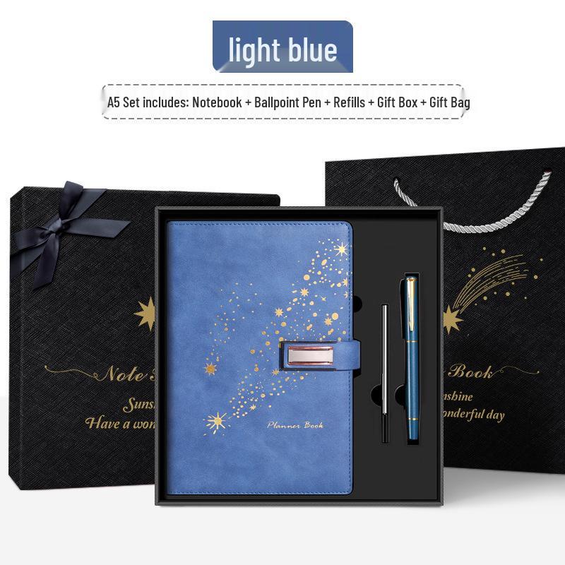 Set de regalo de cuaderno Star Double Line 2026: Libro de registro de reuniones de negocios y oficina de mayor grosor
