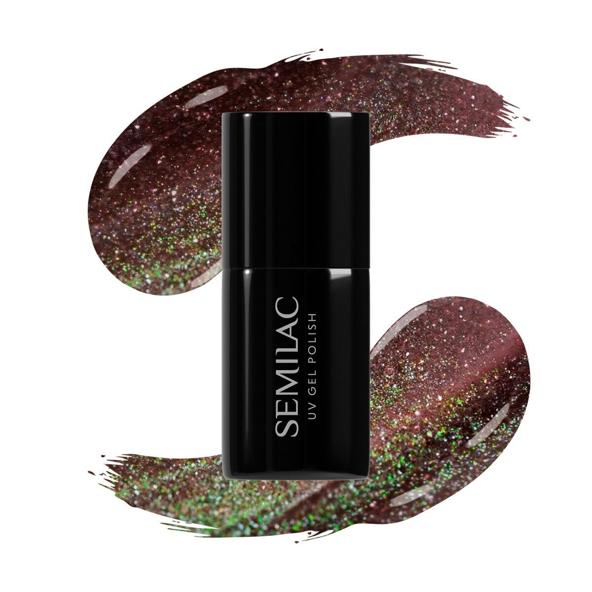 Smalto ibrido per unghie con glitter Digital Red #824 Semilac 7 ml