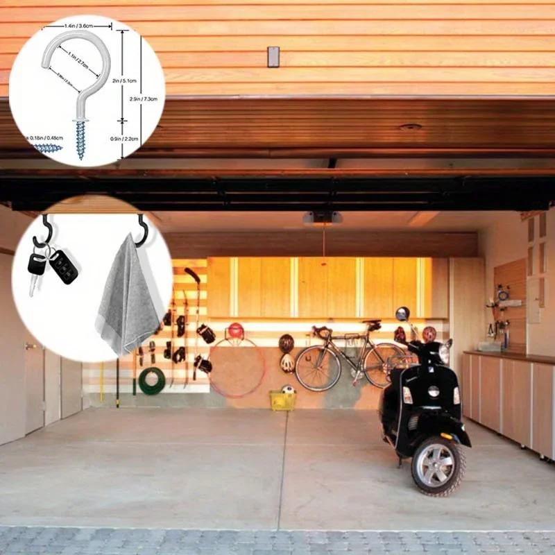 A Box of 20 Plastic-coated Hooks, 2.9 Inches, Outdoor Planter Hooks Ceiling Hooks, Screw-in Wall Black And White Cup Hooks