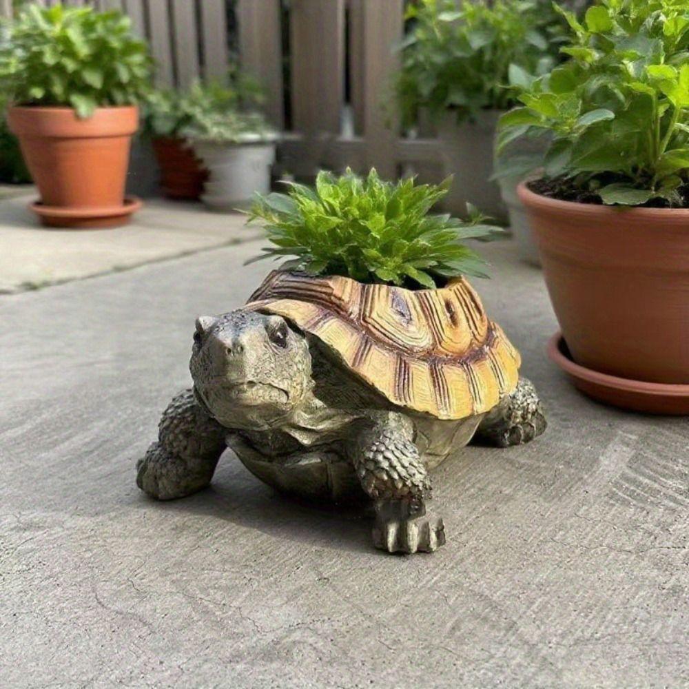 Creative Animal Ornament Vase Simulated Turtle Flowerpot Durable Succulent Planter  Home Office