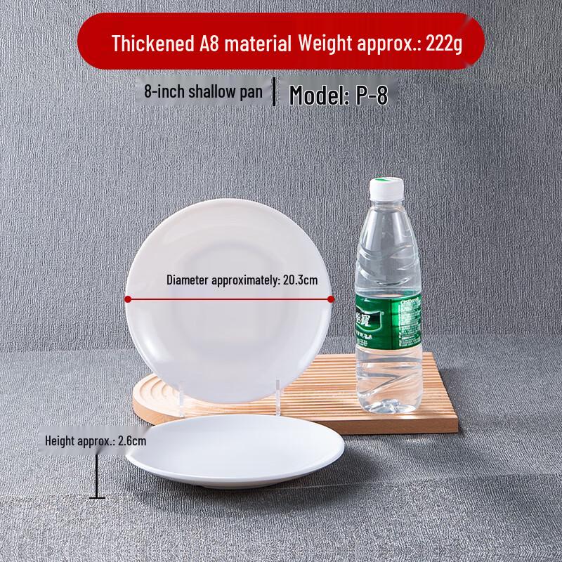 Commercial Grade 8-inch White Melamine Round Plate