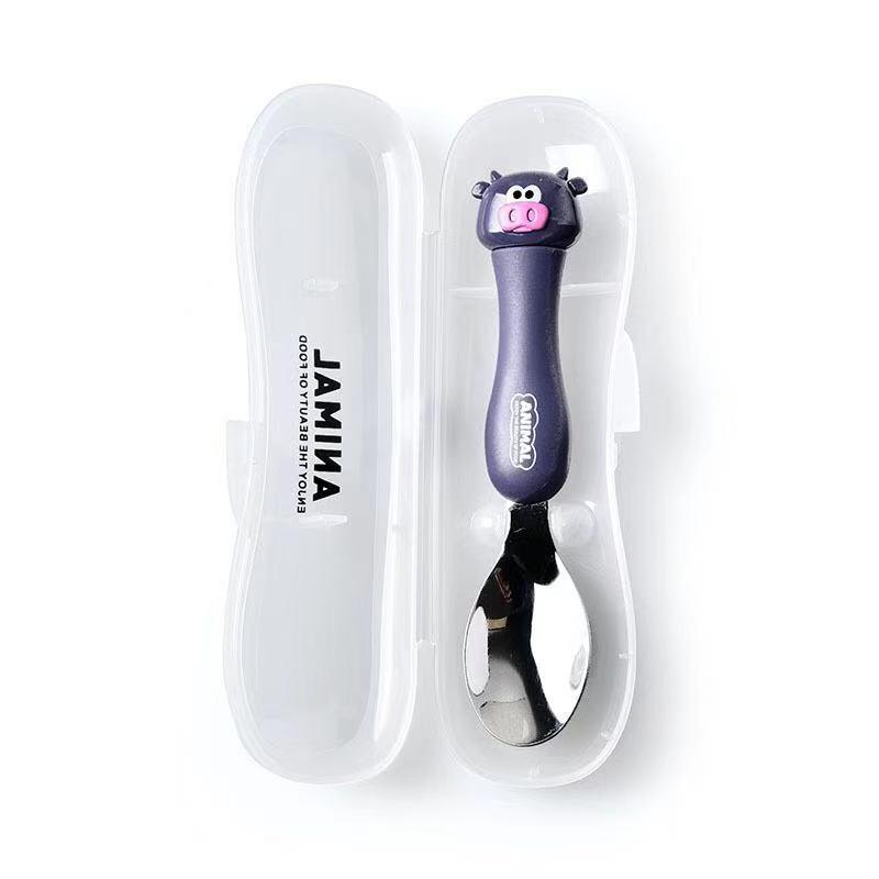 Creative Cartoon Stainless Steel Children s Tableware Set 304 - Portable Baby Feeding Spoon & Box