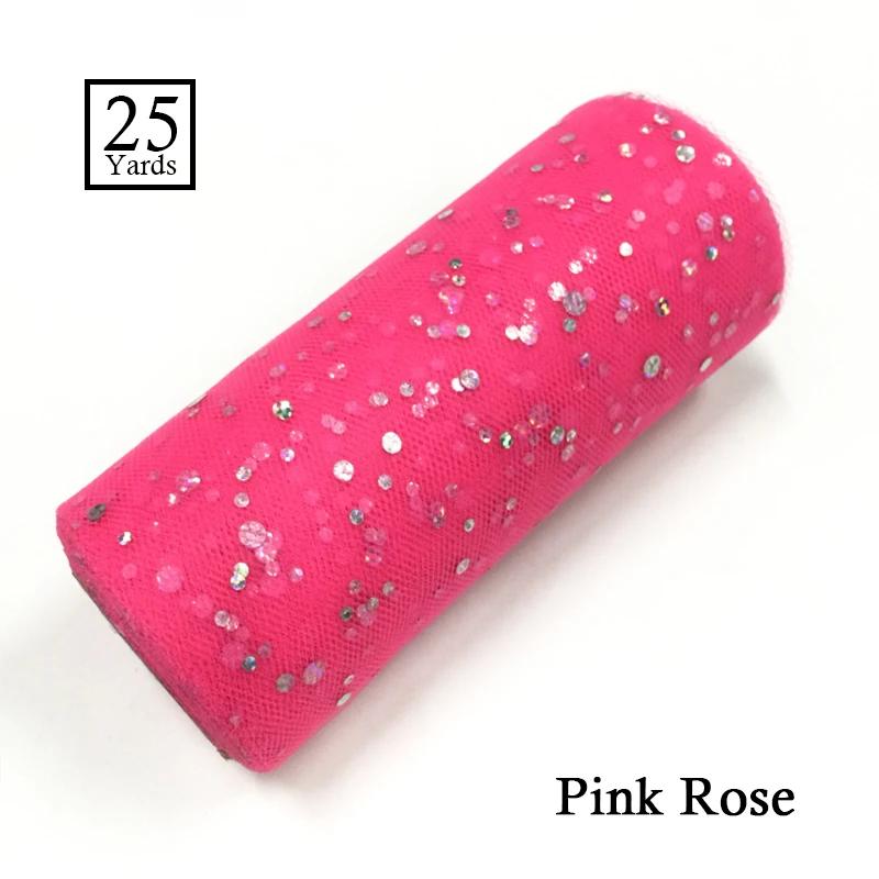 25 Yards 15cm Glitter Sequin Tulle Roll Fabric Wedding Decoration Organza Laser DIY Crafts Birthday Party Supplies
