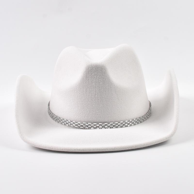 Women Western Cowboy Hat Wide Brim Rhinestone Star Cowgirl Hats for Wedding Reception Dance Floor Bachelor Party Costume