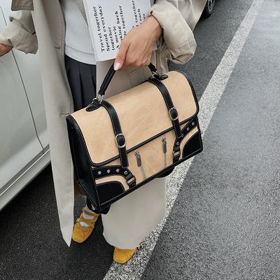 Retro Tote Bag Commuter Luxury Handbag Women's Bag 2025 New Contrast Briefcase Backpack