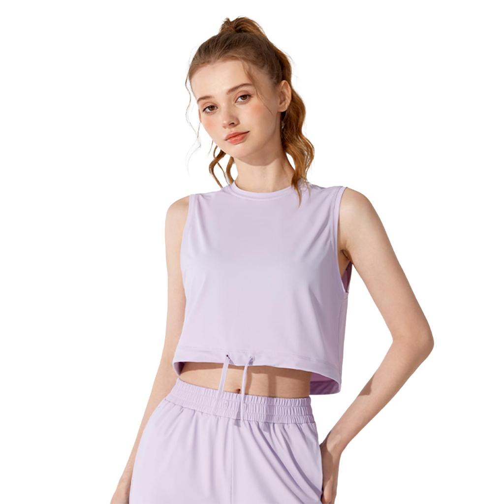 MORGEN SKY Yoga UV Tank Short Side Relaxed YD295 Top Women's Sportswear, Wear, Protection, UPF50+, Top, Sleeveless, Midriff-Baring, Slit, Pants,