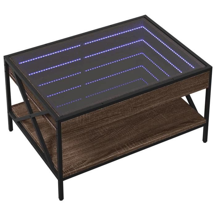 VidaXL Coffee Table with Infinity LED Brown Oak 70x50x38 Cm, Side Table, Living Room Table, Side Table, End of 847706