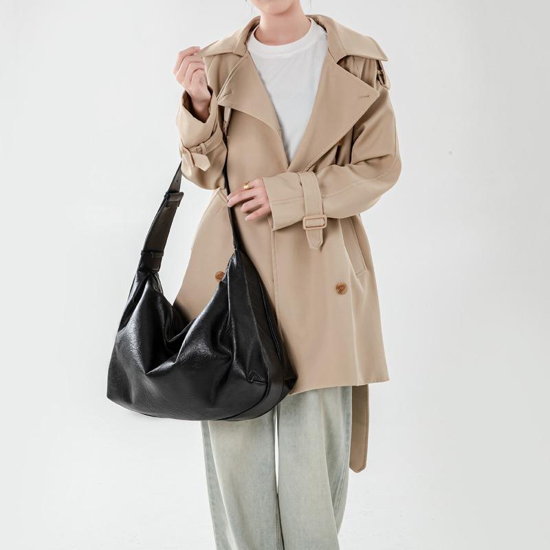 Soft leather large-capacity black dumpling bag women's new retro high-end lazy wind cloud bag shoulder bag