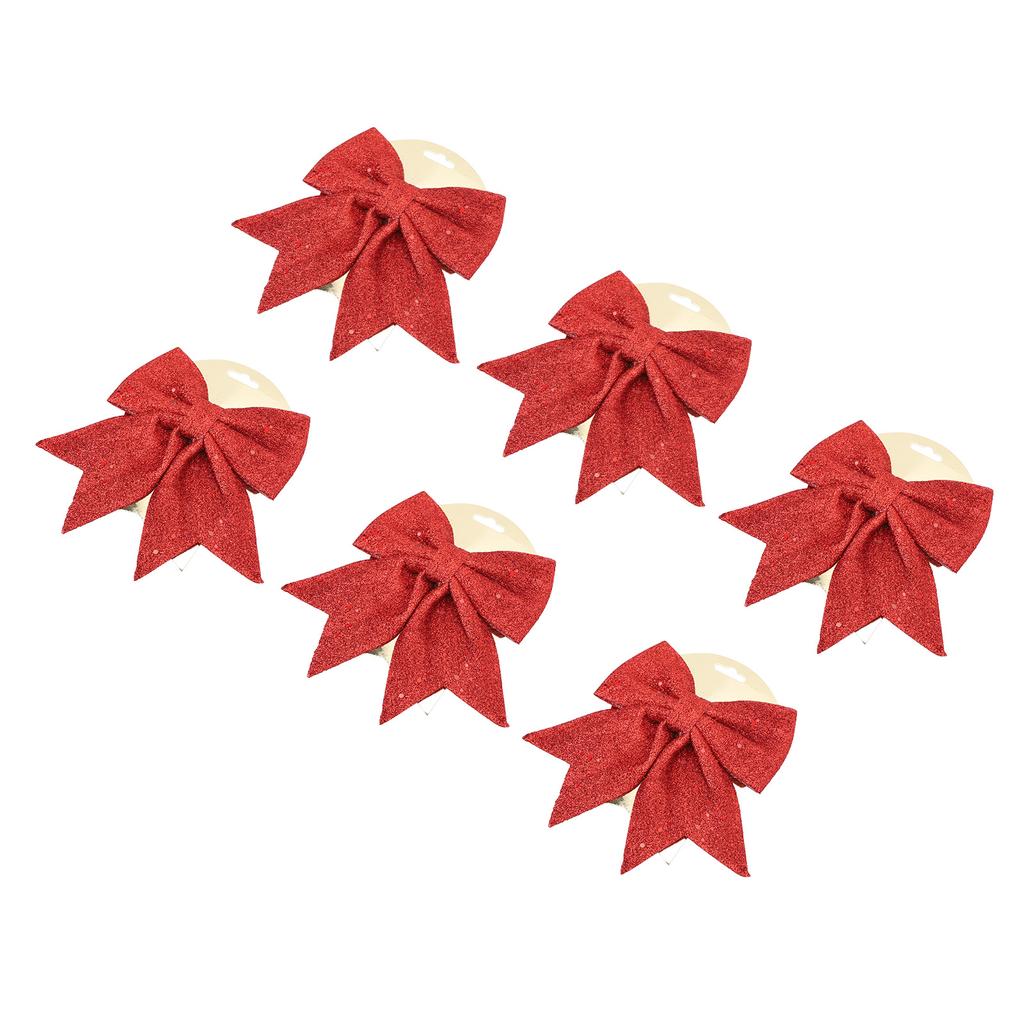 6pcs Glitter Bow Ornaments Multifuntional Party Accessories Xmas Decorative Glitter Ties for Valentine Day Wedding