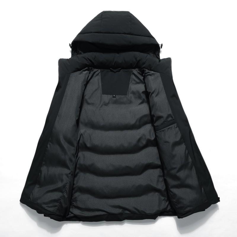 Mens Lightweight Waterproof Hooded Down Jacket Running Fitness Outdoor Sports Fall Winter
