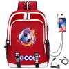 Football Star Printed Schoolbag Backpack Usb Charging Student Backpack Computer Bag