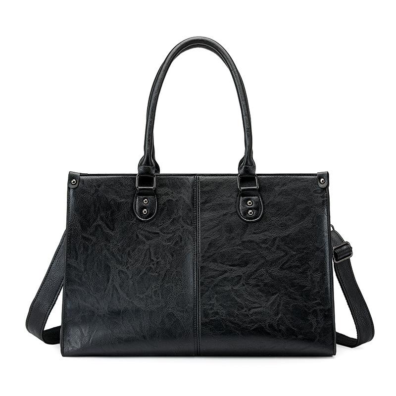 

Global shopping business simple unisex large-capacity computer handbag retro premium shoulder messenger bag чёрный
