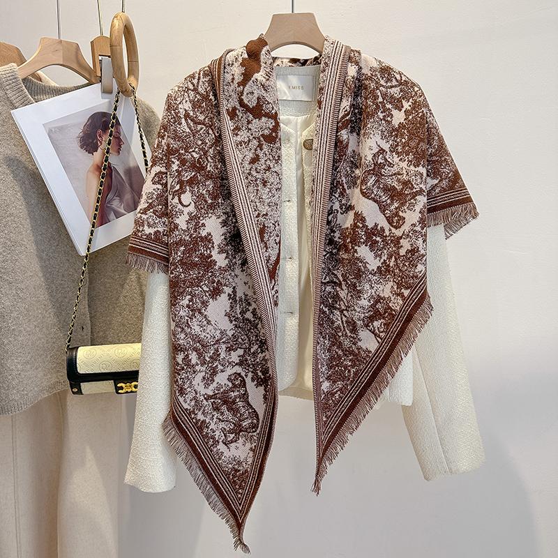 Women's Faux Cashmere Winter Scarf Thick Warm Pashmina Wrap Soft Shawl Kerchief Blanket New Design for Cold Weather