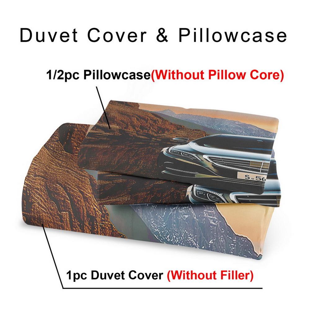 Car Theme Duvet Cover Set - 2/3pcs, Soft Comfortable Breathable, Car Pattern Printed Bedding Set, Car Print Duvet Cover Set