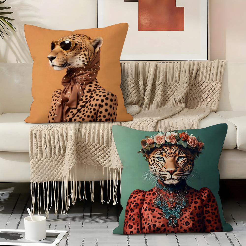 Fashion With Wreath Animals Pillow Case Pillowcase, Double-sided Printed, Sofa Cushion, Bedroom Headboard Pillow