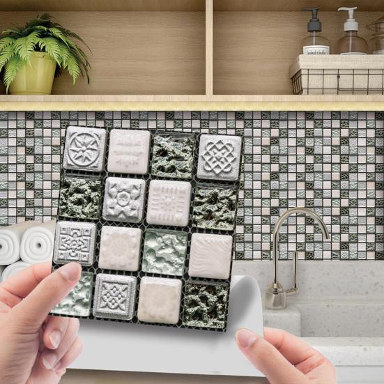 10ks/sada Exquisite Easy Clean Anti-Scratch Samolepicí PVC samolepicí 3D obtisk na dlaždice 3D samolepka na dlaždice